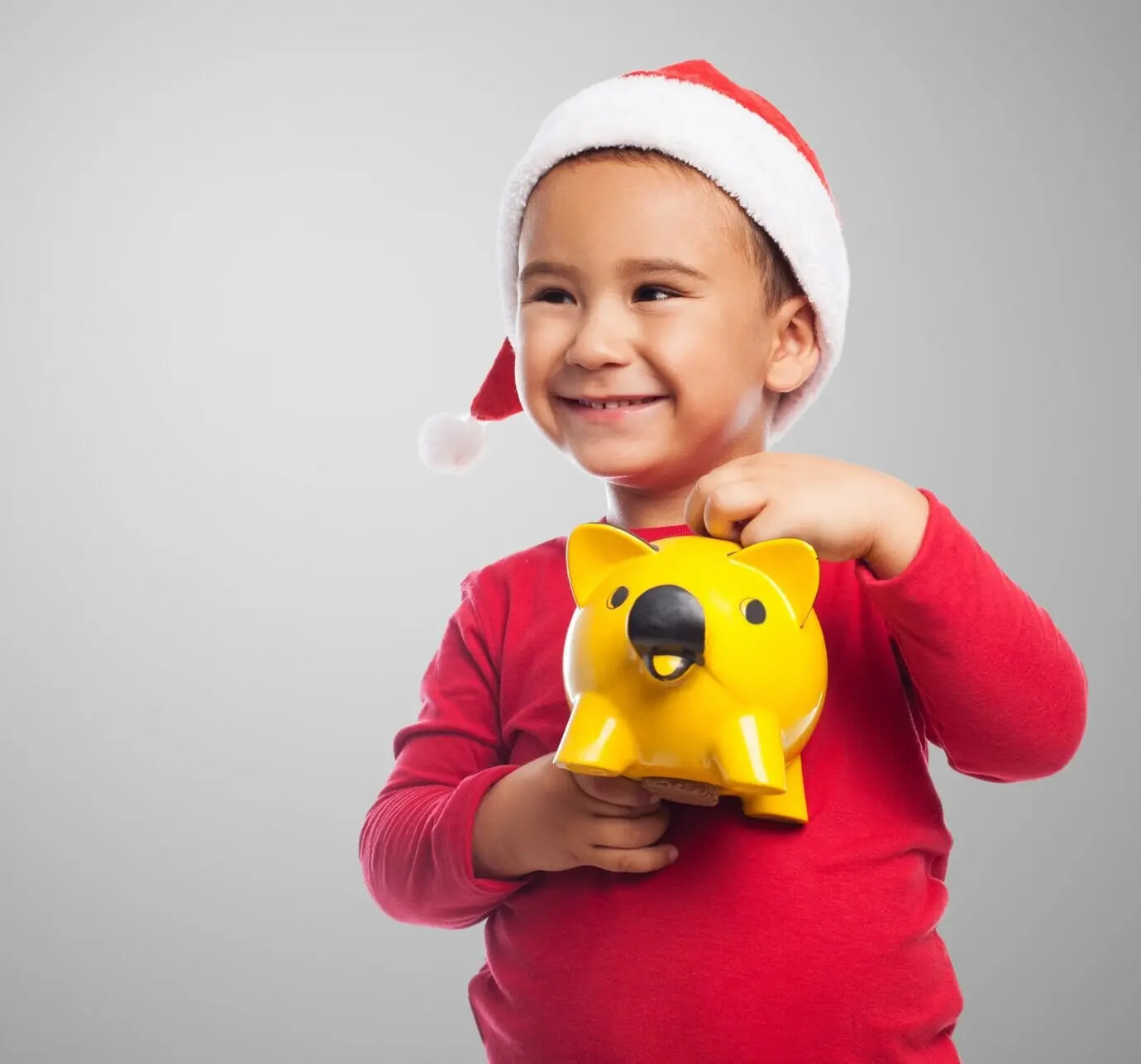 Adorable child learning how to save