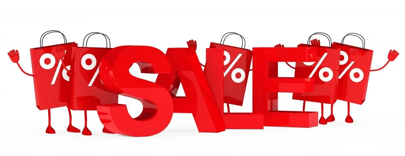 Shopping bags with smiles and percentages